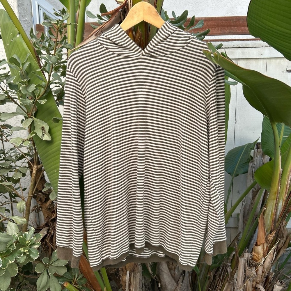 Vintage 2000s Gallery Striped Hooded Long Sleeve T Shirt M